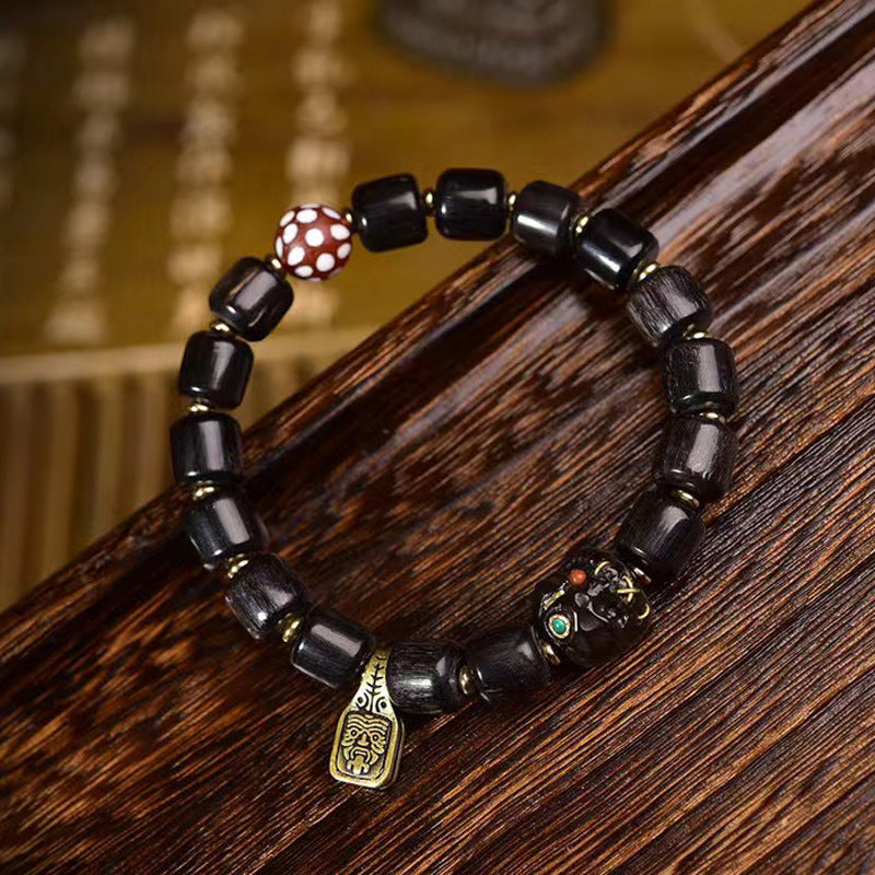 EverestArtstudios Dark Horn-Style Barrel Bead Bracelet