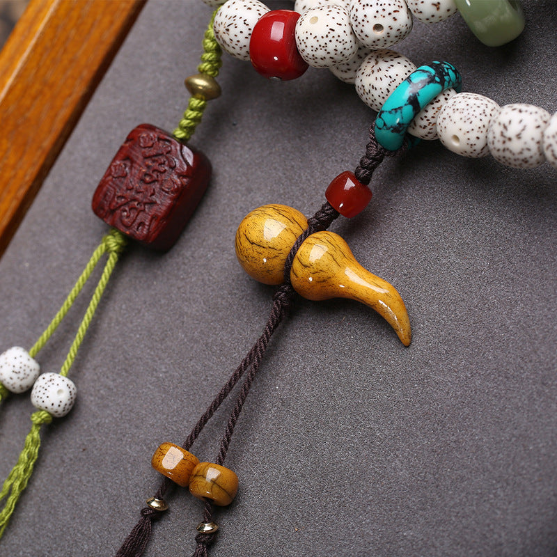 Natural Xingyue Bodhi bucket beads 108 Buddha beads diagonally across the sweater chain Tibetan cultural and play Guochao literary and artistic fringed rosary beads