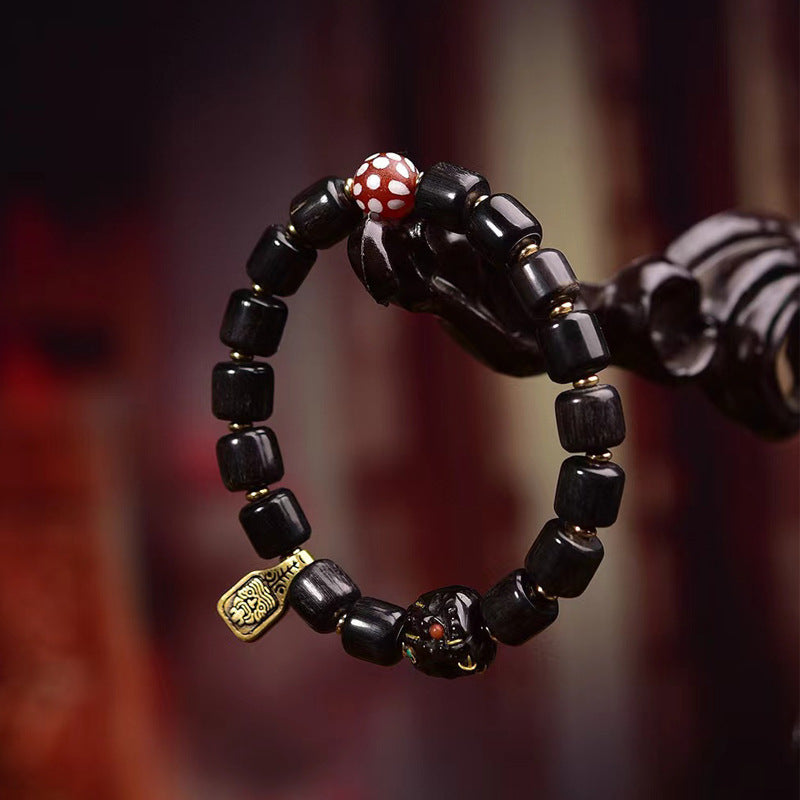 EverestArtstudios Dark Horn-Style Barrel Bead Bracelet