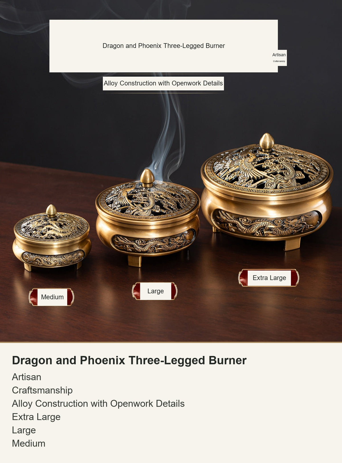 Dragon and Phoenix Three-Legged Burner
