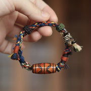 Buddha Stones Vintage Tibetan Dzi Bead Luck Rope Bracelet