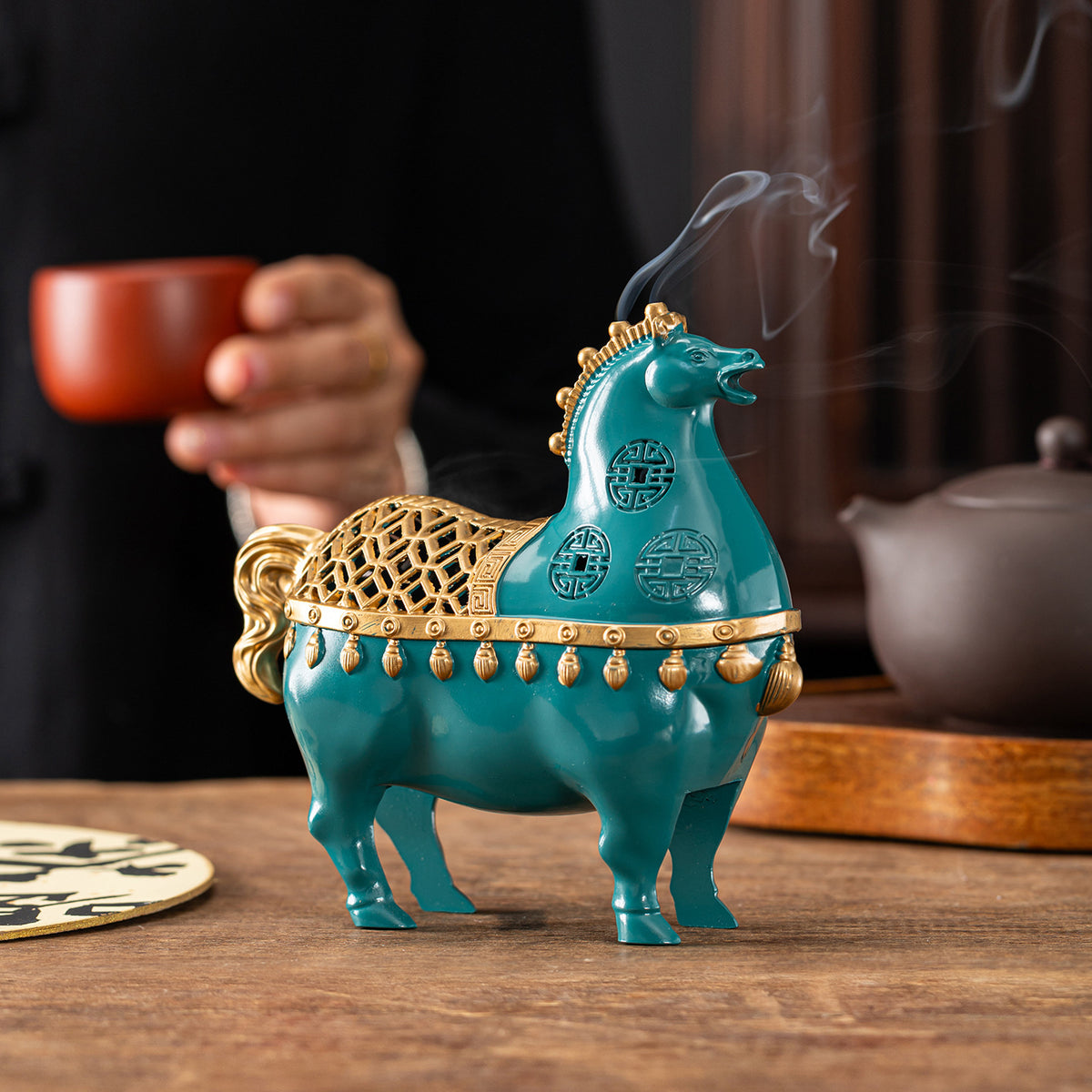 New Chinese Creative Tangma Aromatherapy Stove Year of the Horse Zodiac Sandalwood Stove Ornament Home Office Household Decoration Gifts