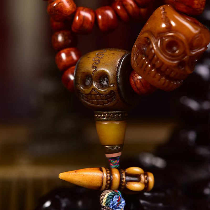 EverestArtstudios Tibetan Vintage Bone Barrel-Bead 108-Bead Mala Necklace
