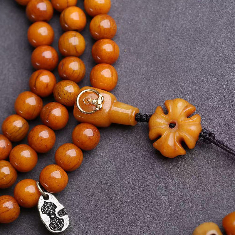 Tibetan return yak bone 108 Buddha beads round beads agate line beads camel bone tee copper faceless Buddha accessories