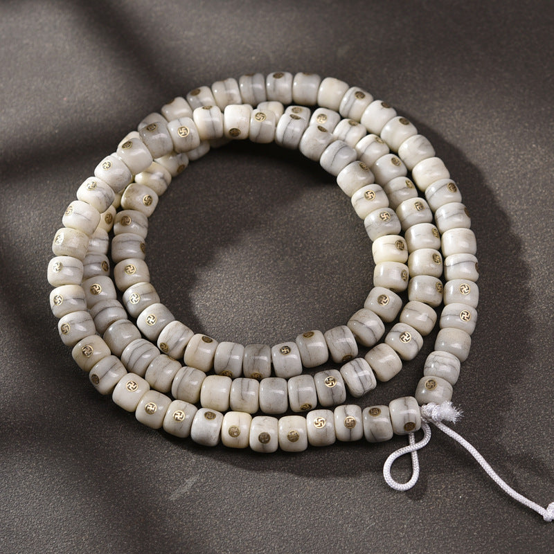 EverestArtstudios Aged Camel Bone Antique Copper Auspicious Wan 108-Bead DIY Strand