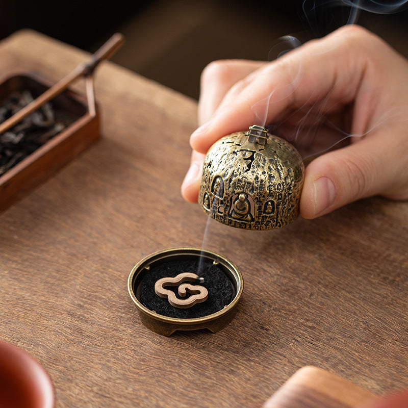 Dunhuang Mogao Grottoes Thousand Buddhas Painted Wall Alloy Aromatherapy Burner Xiaoxiangyun Nha Trang Agarwood Sandalwood Burner Zen Tea Ceremony Ornament