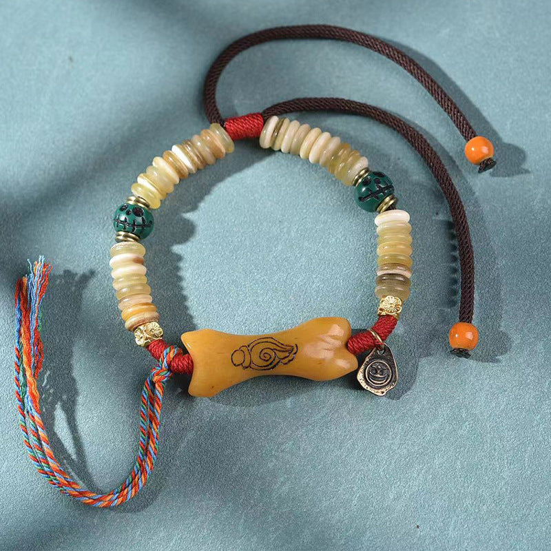 EverestArtstudios Ghau Charm Disc Bead Adjustable Woven Bracelet