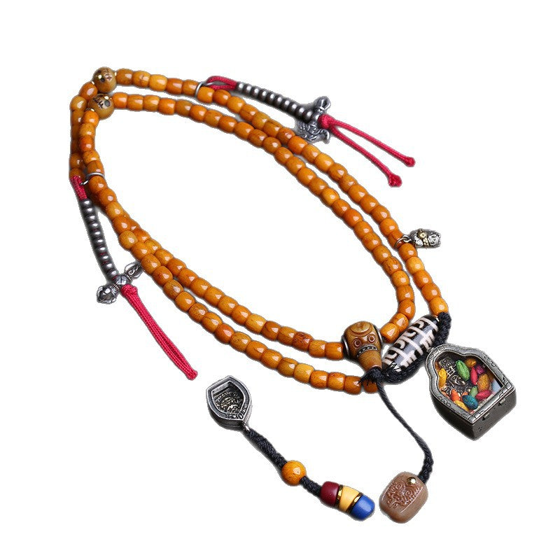 Tibetan return bone bucket beads 108 Buddha beads copper Gawu box Zakiram pendant yak bone tee accessories
