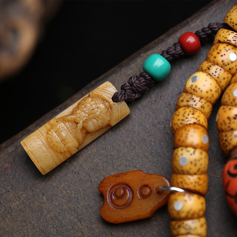 EverestArtstudios Xingyue Bodhi 108-Bead Mala with Bone and Safety Ring Accents