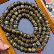 EverestArtstudios Natural Camel Bone Silver-Tone Inlay 108-Bead DIY Strand
