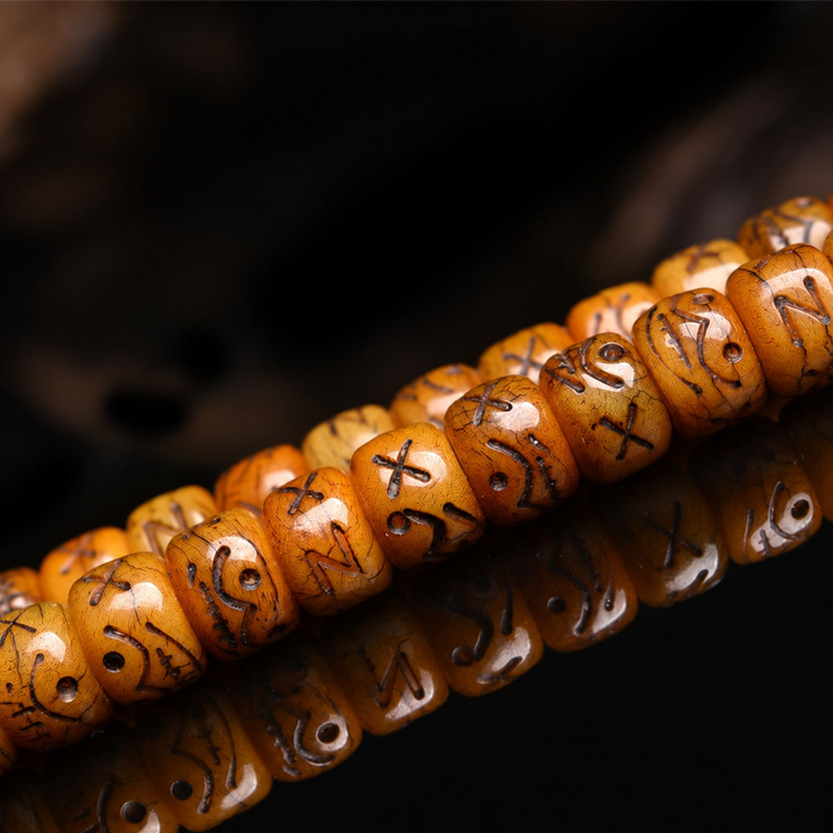 EverestArtstudios Natural Carved Camel Bone 108-Bead DIY Strand with Arhat Accent