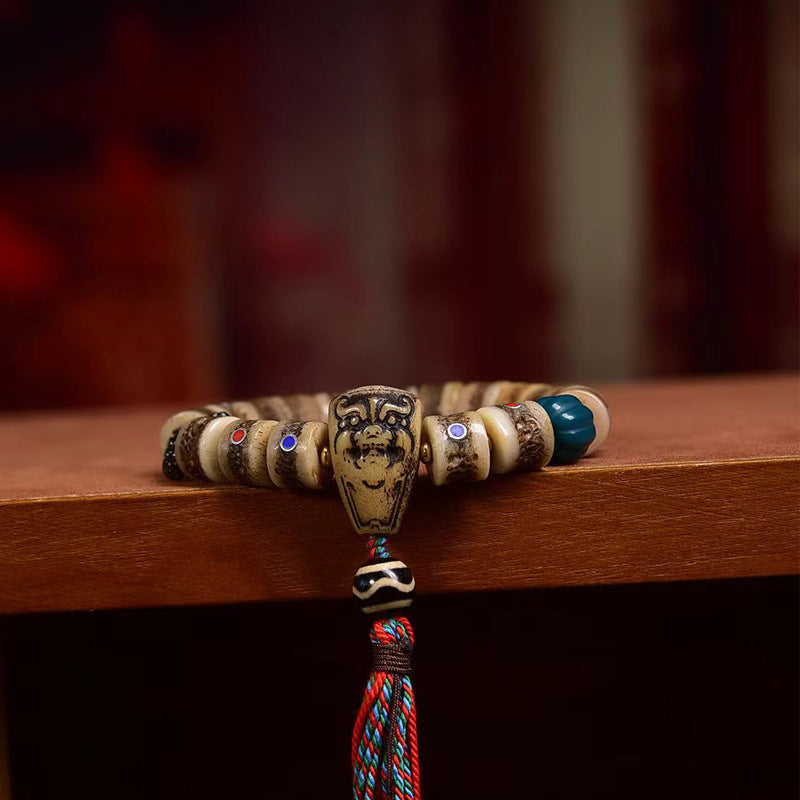 EverestArtstudios Bone Multicolor Inlay Barrel Bead Bracelet