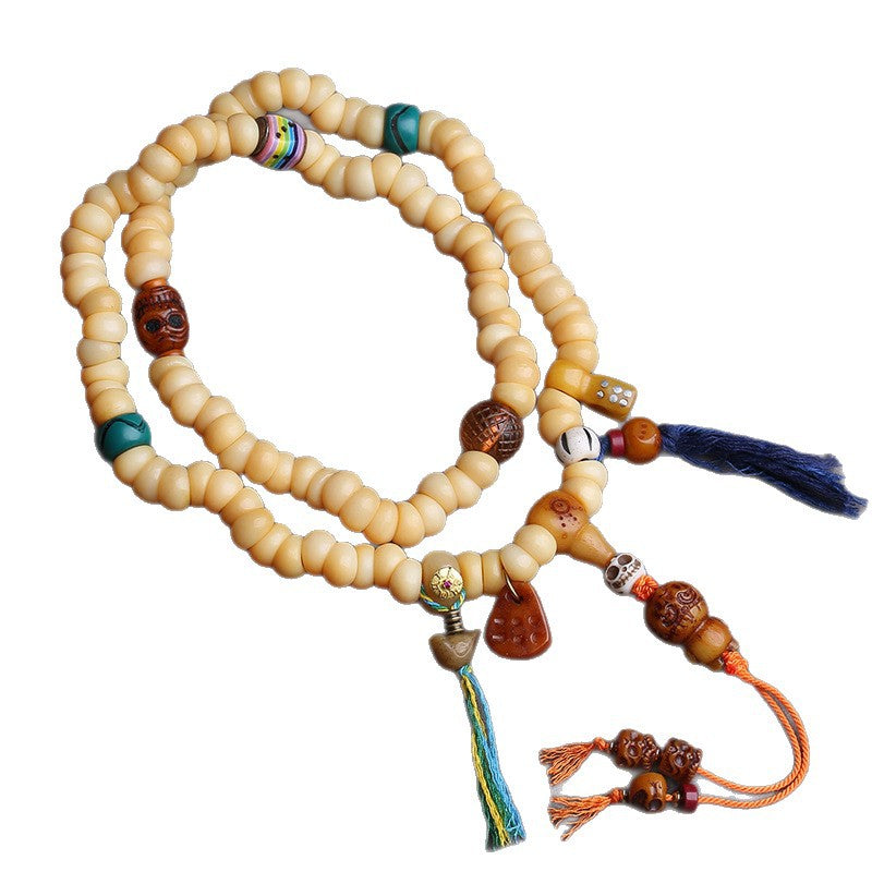 Tibetan return camel bone chicken oil yellow large intestine beads 108 Buddha beads yak bone tee Dumby clip accessories