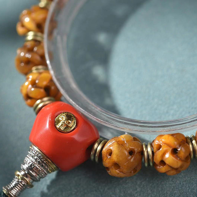 EverestArtstudios Camel Bone Openwork Dice Accent Bracelet