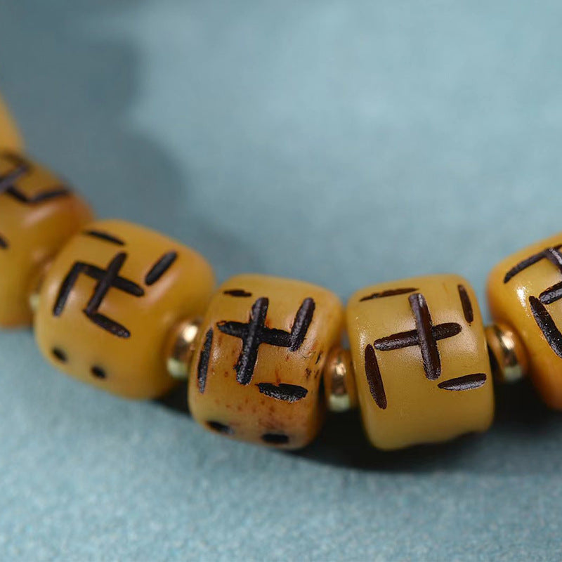 EverestArtstudios Camel Bone Auspicious Symbol Gourd Accent Bracelet