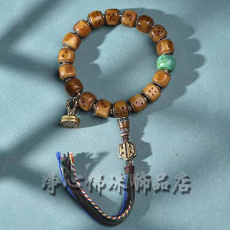 EverestArtstudios Camel Bone Dice Bead Tassel Bracelet