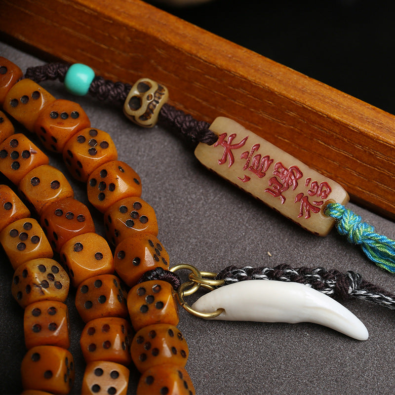 Tibetan return bone carving dice 108 Buddha beads multi-ring bracelet yak bone clip material, camel bone accessories