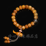 EverestArtstudios Camel Bone Carved Seed-Pattern Gourd Charm Bracelet