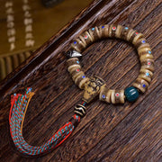 EverestArtstudios Bone Multicolor Inlay Barrel Bead Bracelet