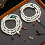 Natural deer bone inlaid Duobao swastika bucket beads 108 Buddha beads multi-ring bracelet agate coconut pedicle accessories Wenwan