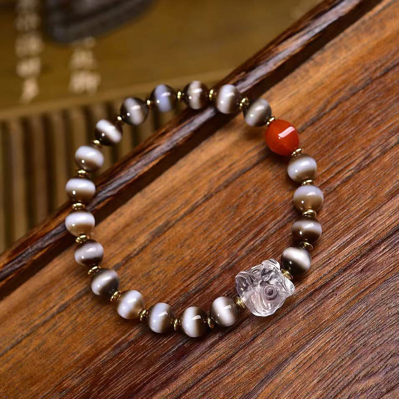 EverestArtstudios Etched Line Bead Agate Accent Bracelet