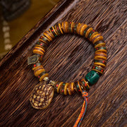 EverestArtstudios Camel Bone Disc Bead Copper Inlay Bracelet