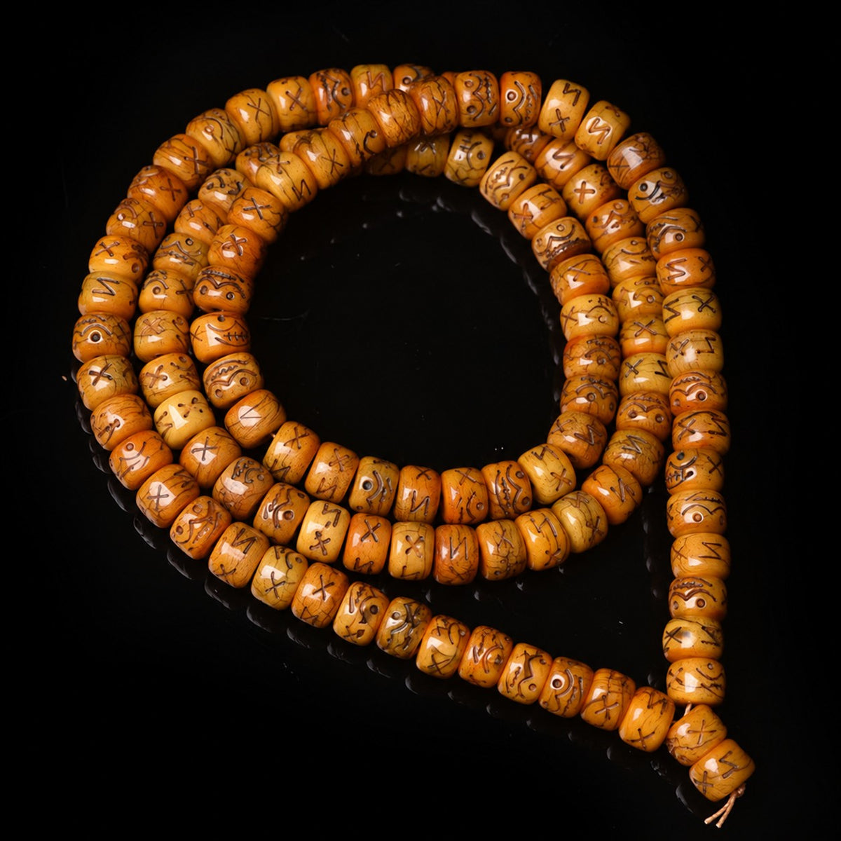 EverestArtstudios Natural Carved Camel Bone 108-Bead DIY Strand with Arhat Accent