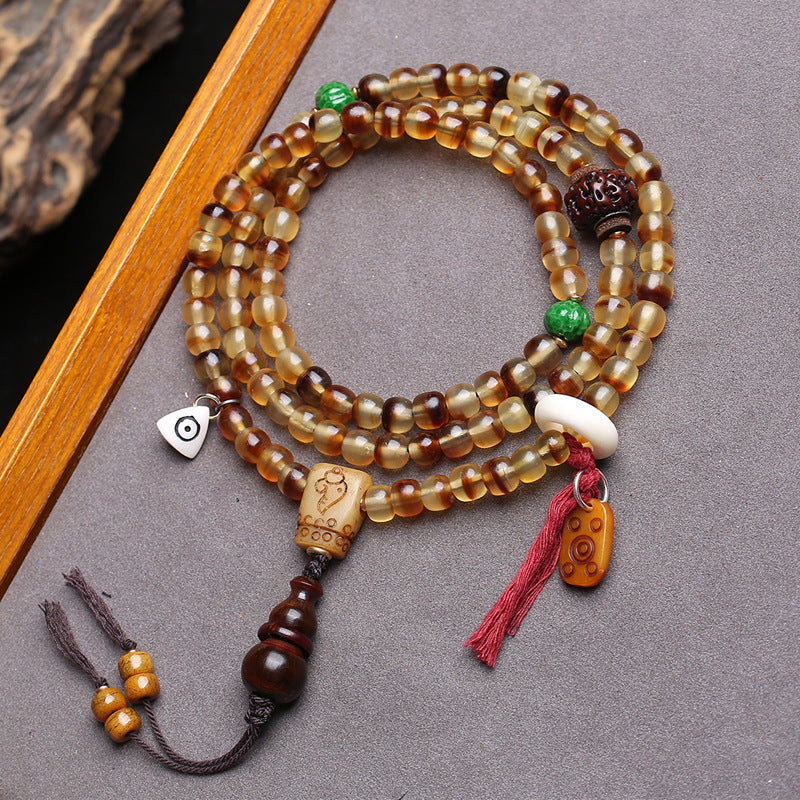 Natural Golden Armor 108 Buddha Beads, Turtle Barrel Bead Plate Play Beaded Old Bone Tee Diamond Bodhi Horn Accessories
