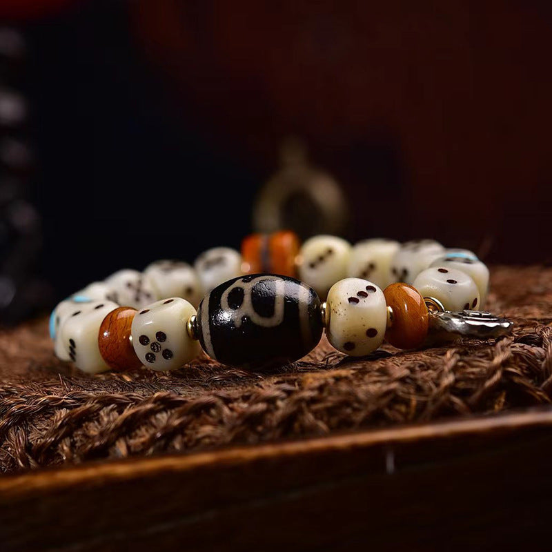EverestArtstudios Camel Bone Dice Bead Charm Bracelet