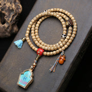 Tibetan Wenwan Seed Character Manjushri Bodhisattva Thangka Pendant Sweater Chain Natural Star Moon Bodhi Son 108 Buddha Beads