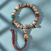 EverestArtstudios Bone Barrel Bead Carved Focal Bracelet