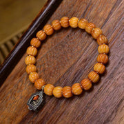 EverestArtstudios Bone Pumpkin Bead Crystal Accent Bracelet