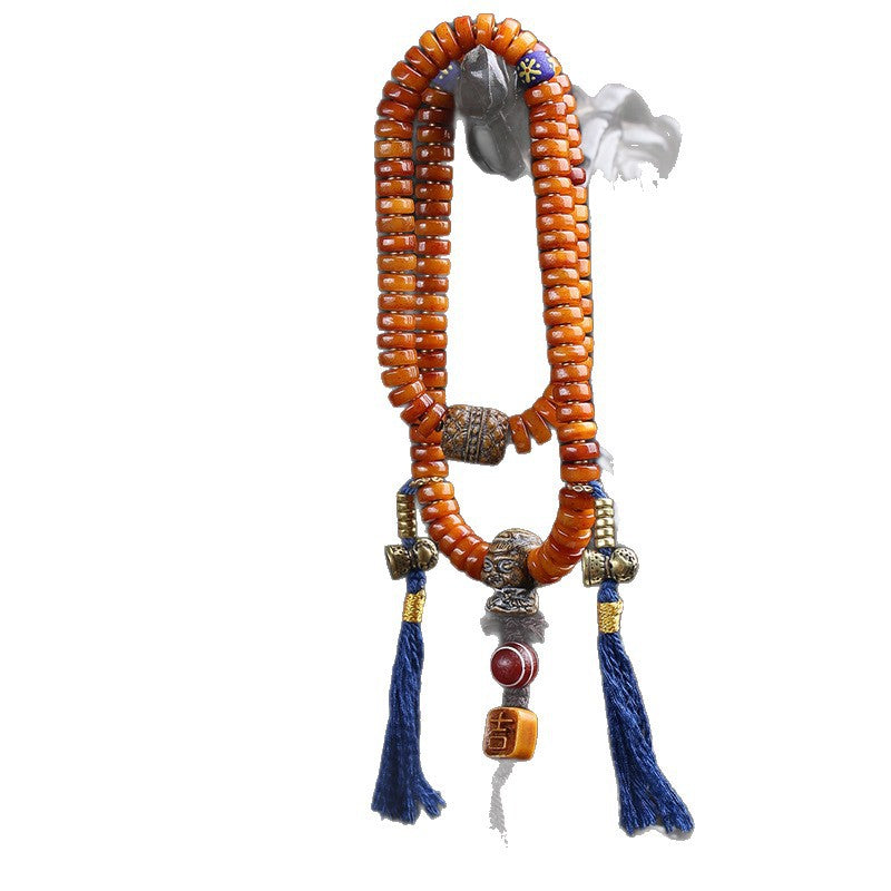 Tibetan returned yak bone pan beads 108 Buddha beads rosary beads old bone tee lotus lake barrel beads Vajra Bodhi accessories