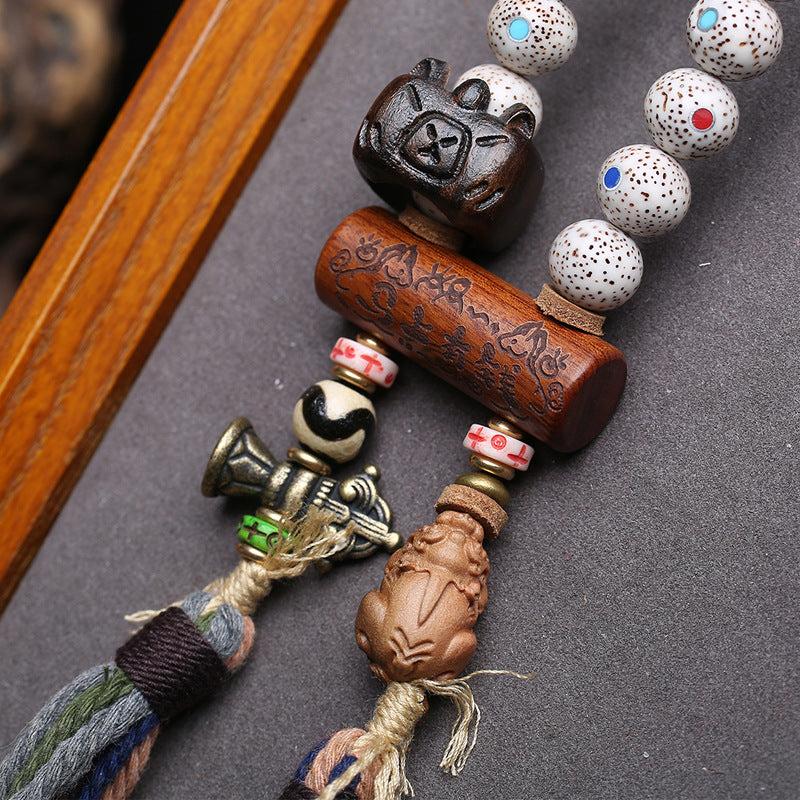 Natural Star Moon Bodhi Zi Duobao inlaid with 108 Buddha beads diagonally hung Wenwan large lacquer beads glazed olive core accessories