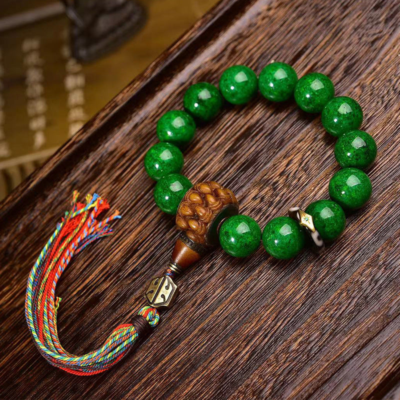 EverestArtstudios Jade-Look Bead Ghau Charm Bracelet