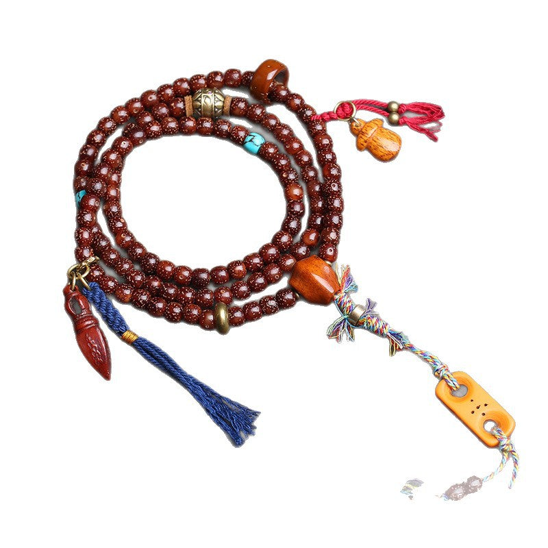 Natural old seed Xingyue Bodhi plate playing beaded Tibetan cultural play beads purple gold mouse return aggregate device turquoise accessories