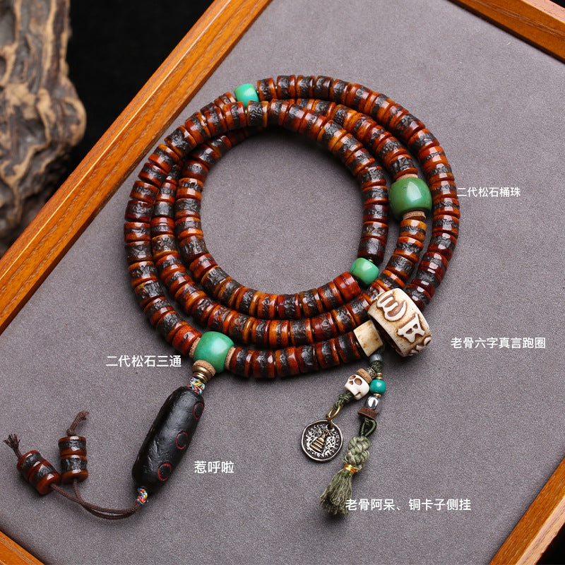 Tibetan return bone 108 bucket beads Wenwan Buddha beads rosary beads Jarah Hula pendant yak bone Dumby side hanging accessories