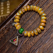 EverestArtstudios Yak Bone Disc Bead Multicolor Inlay Bracelet