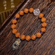 EverestArtstudios Monkey Head Bodhi Seed Carved Crystal Accent Bracelet