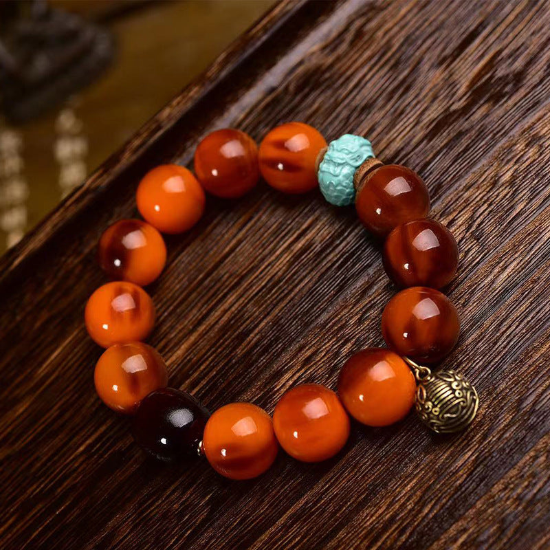 EverestArtstudios Reclaimed Turtle Textured Round Bead Bracelet