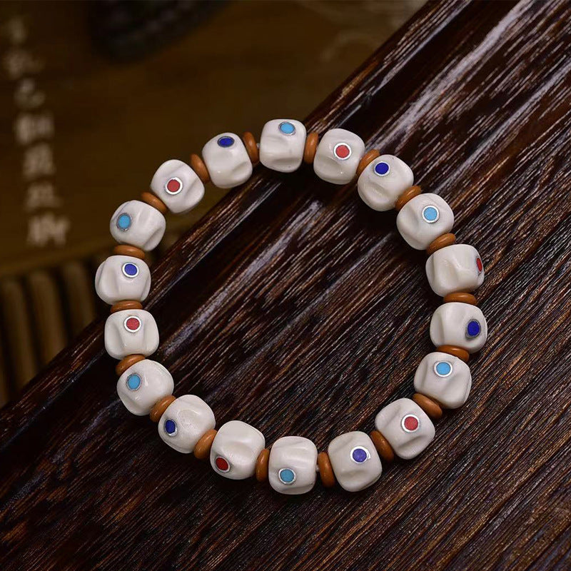 EverestArtstudios Yak Bone Seed-Pattern Inlay Bracelet