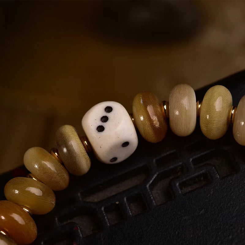 EverestArtstudios Antler Accent Agate Dzi-Style Beaded Bracelet