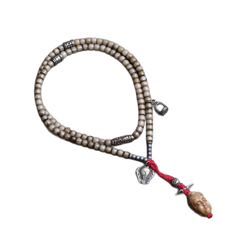 Tibetan reflux bone bucket beads 108 Buddha beads neck hanging old material copper nine-eye clip conch bucket beads accessories