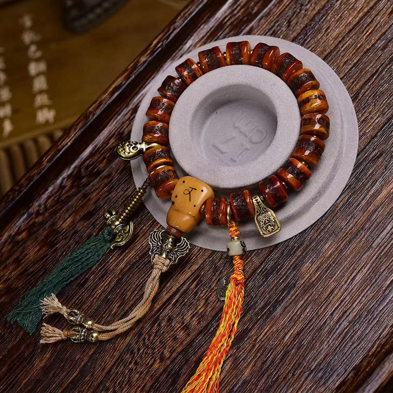 EverestArtstudios Bone Barrel Bead Copper Accent Bracelet