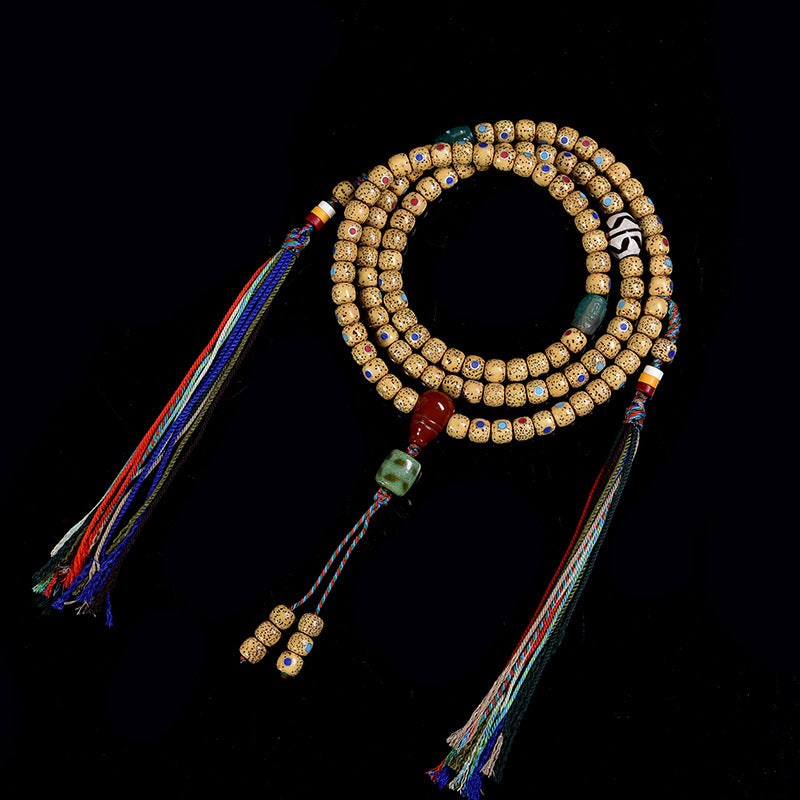 EverestArtstudios Inlaid Three Jewels Xingyue Bodhi 108-Bead Tibetan Mala