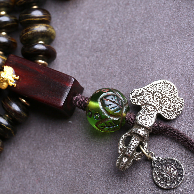 108 Buddha beads in Tibetan area, bamboo silk pattern, Tibetan reflux bone, big black sky sandalwood tee glazed accessories