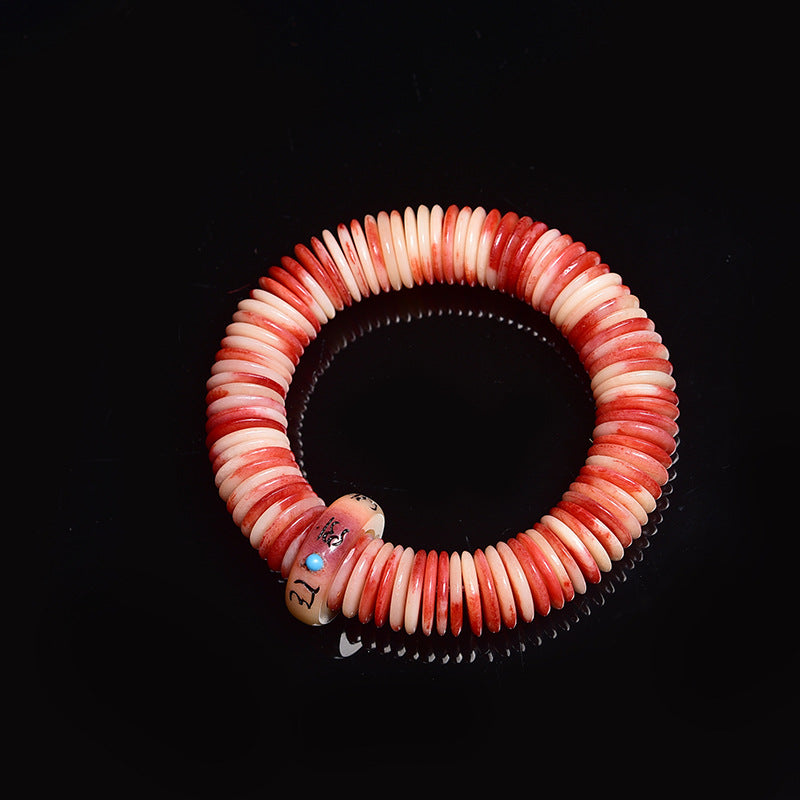 EverestArtstudios Camel Bone Disc Bead Tassel Bracelet