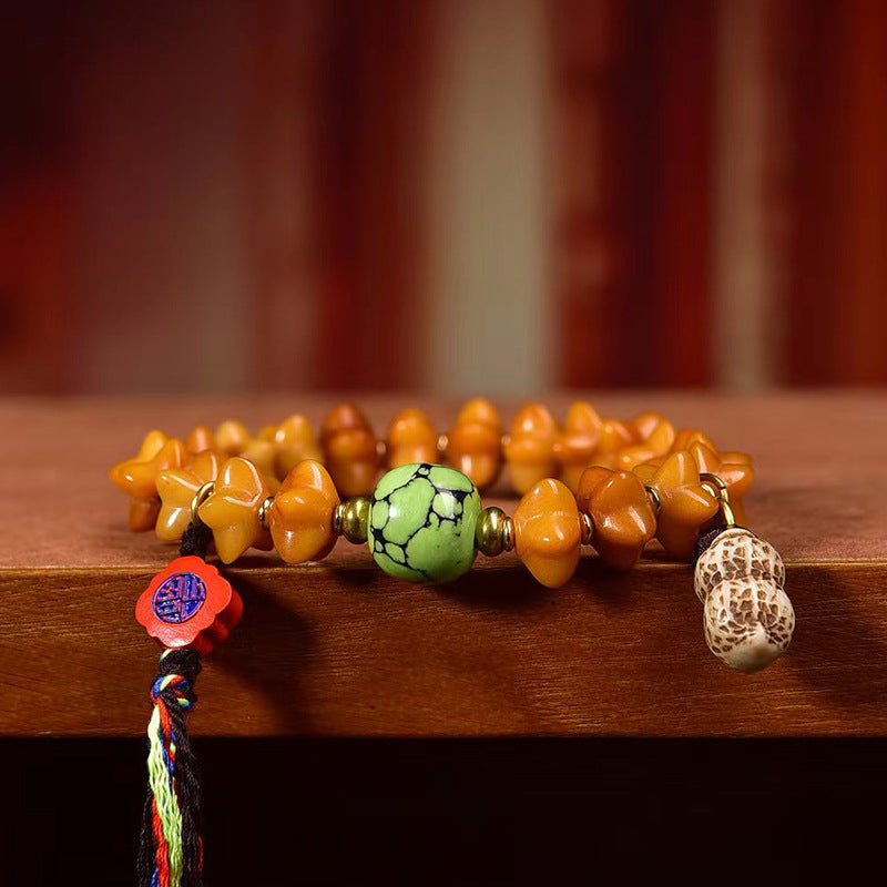EverestArtstudios Yak Bone Star Bead Turquoise Accent Bracelet