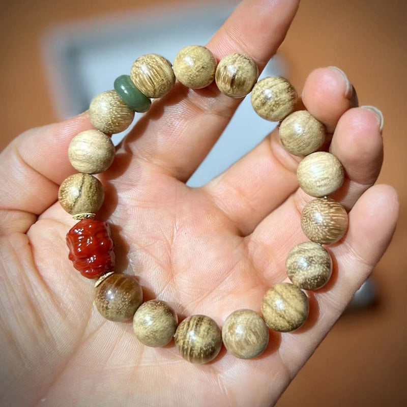 EverestArtstudios Agarwood Nanhong Agate PiXiu Accent Bracelet