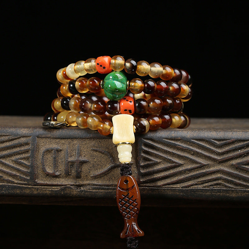 Natural Turtle Golden Armor 108 Buddha Beads Multi-circle Bracelet Reflux Bone Tee Running Circle Feeder Dice Accessories